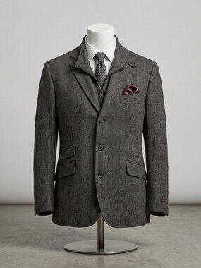 Kroon Ritchie Wool Cashmere Blazer Coat Dark Academia Quiet Luxury 42R Brown